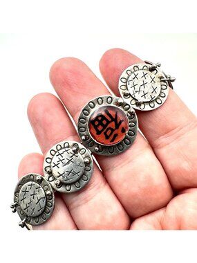 Antique Vintage Asian Happiness Bracelet Sterling Silver Chinese Character